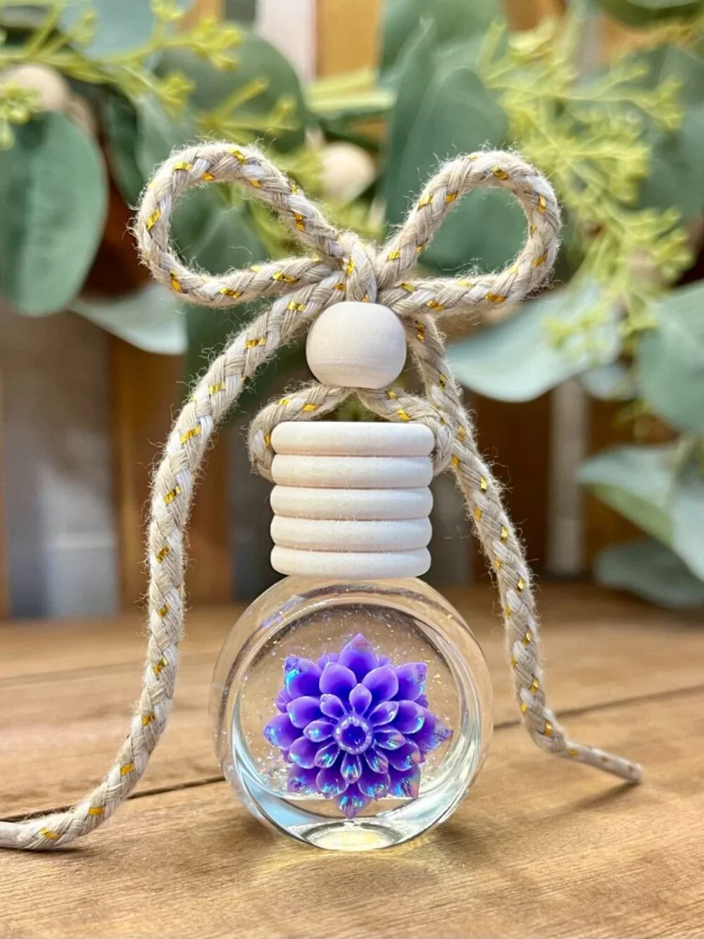Purple Flower Car Air Diffuser, Car Air Freshener, Fragrance Oil, Flower Charm